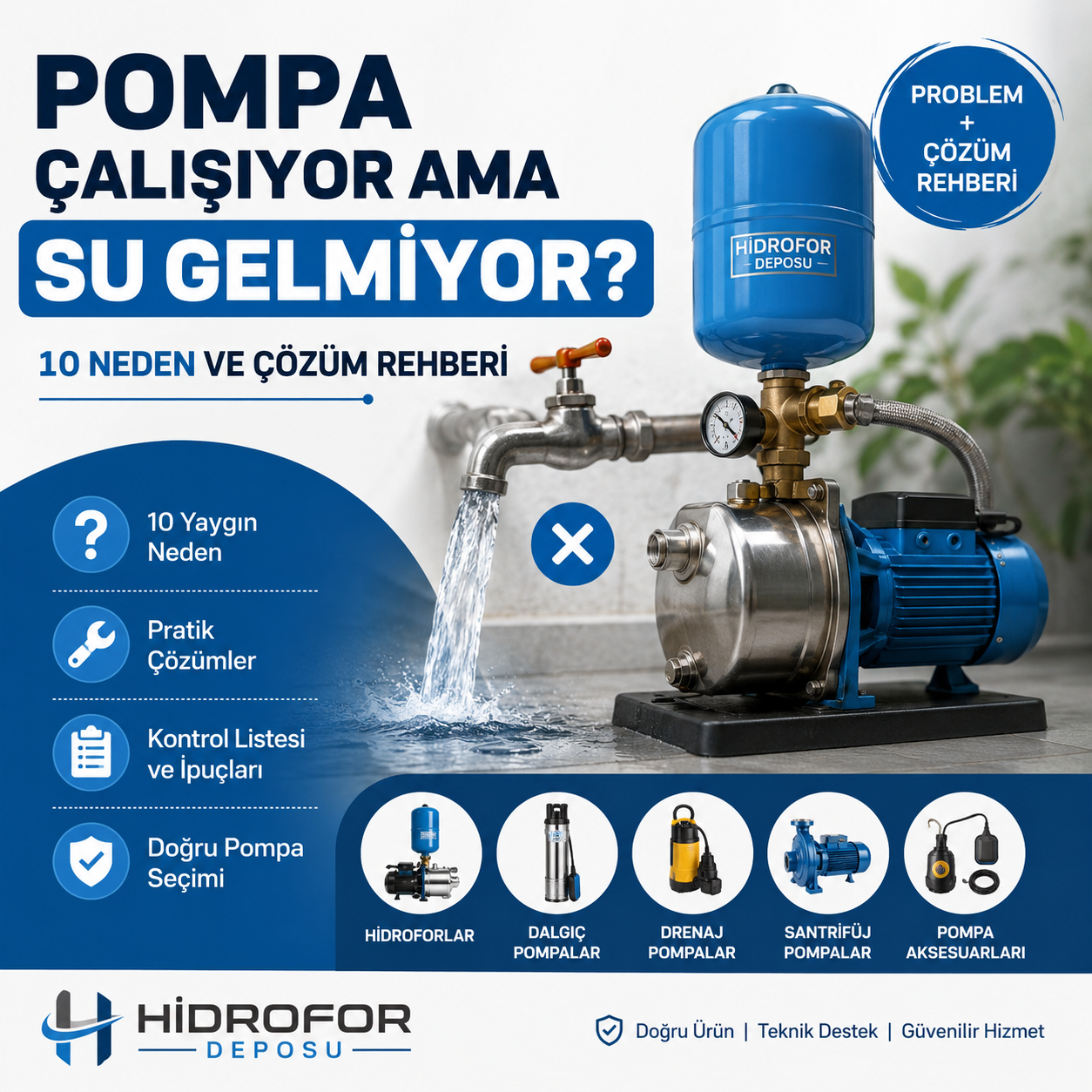 Pompa Çalışıyor Ama Su Gelmiyor? 10 Neden ve Çözüm