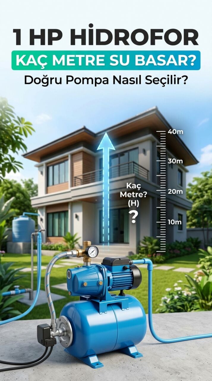 1 HP Hidrofor Kaç Metre Su Basar? Doğru Pompa Nasıl Seçilir ?