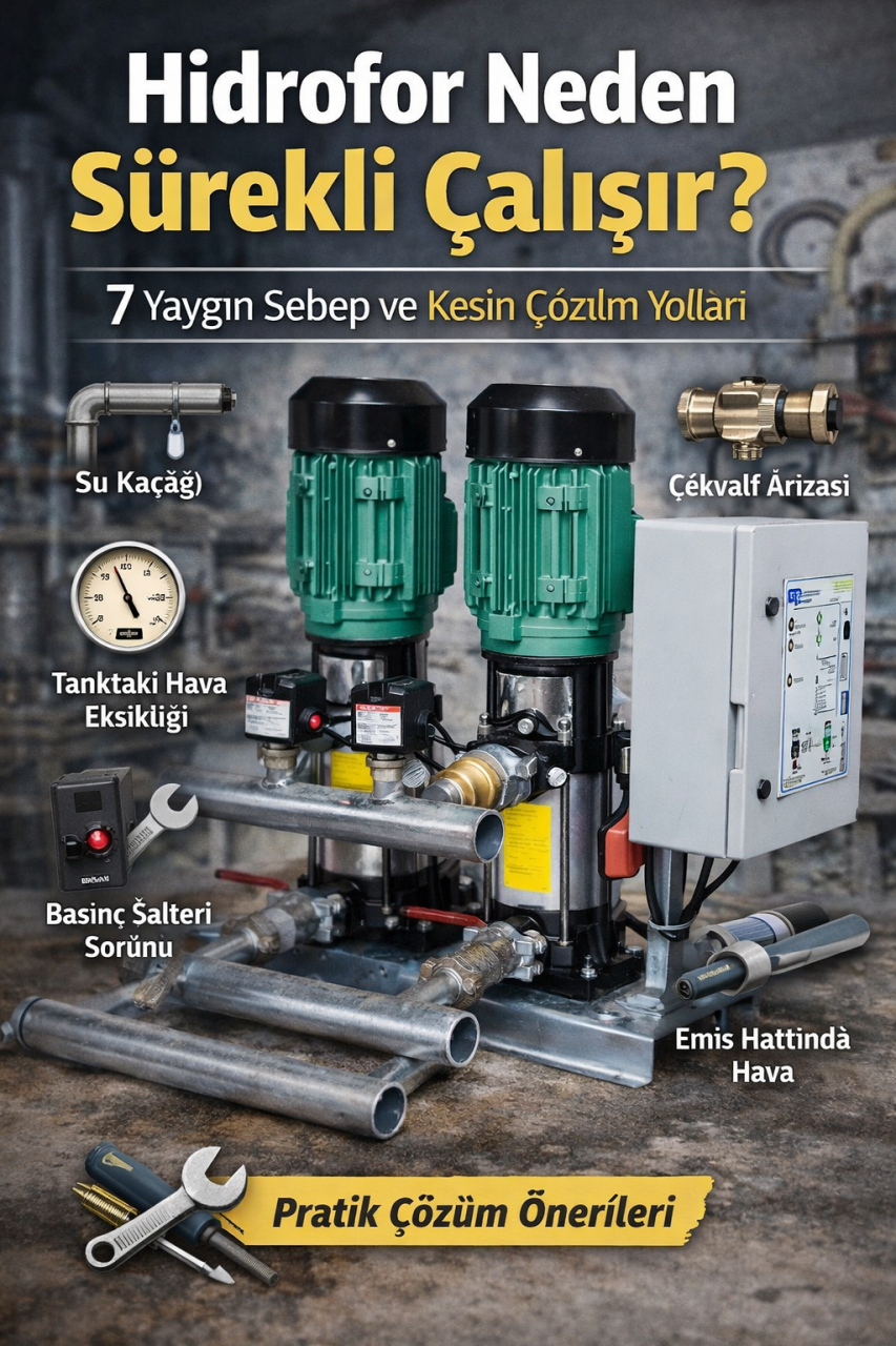 Hidrofor Neden Sürekli Çalışır? 7 Yaygın Sebep ve Kesin Çözüm Yolları