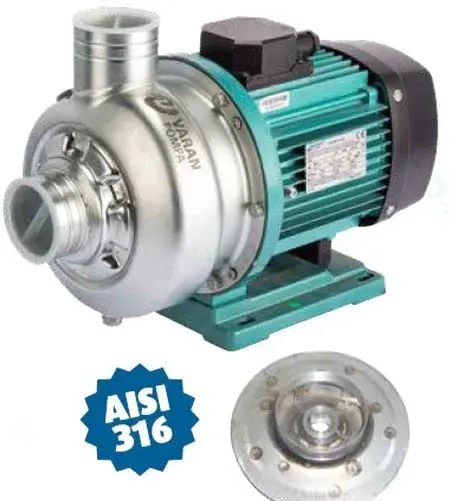 Varan DWB300/1.1T Komple Paslanmaz AISI 316 Santrifüj Pompa Trifaze 1.5 Hp 20 mss 30 m³/h