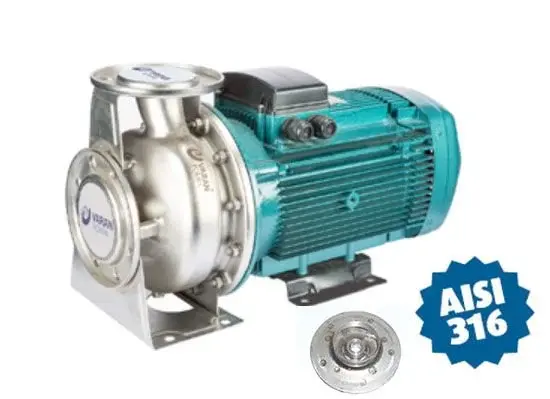 Varan CA50-32-160/1.1T Komple Paslanmaz AISI 316 Kapalı Fanlı Santrifüj Pompa Trifaze 1.5 Hp 22 mss 22 m³/h