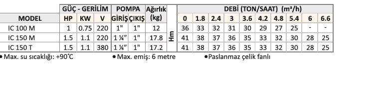 City IC 100M Tek Kademeli Pompa 1 HP 220 V