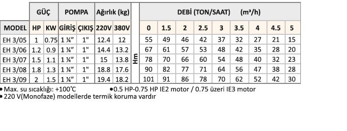 Etech EH 3/5 1 Hp Yatay Çok Kademeli Pompa