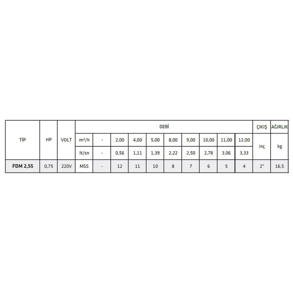 Water Sound FDM 2.55 0,75 HP 220 V İthal Endüstriyel Tip Uzun Süre Çalışmaya Dayanıklı Çamur Pompası