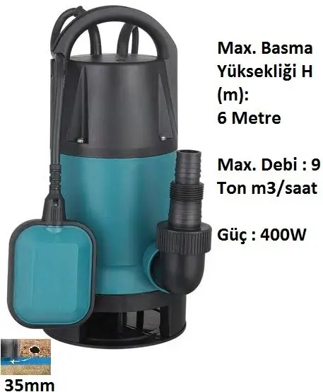 MOMENTUM PKS-400PWE 400W 220v Plastik Gövdeli Kirli Su Dalgıç Pompa