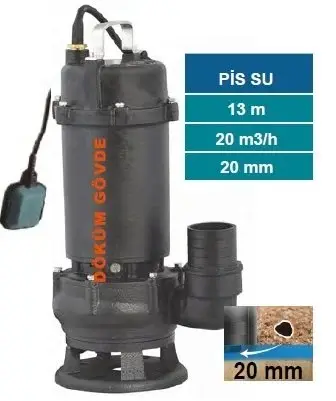 MOMENTUM 50WQ-10-0.75F- 1HP-220V- DÖKÜM GÖVDELİ PİS SU DRENAJ DALGIÇ POMPASI