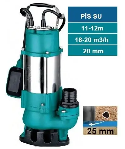 MOMENTUM PSP750W-1HP-220V- PASLANMAZ GÖVDELİ PİS SU DRENAJ DALGIÇ POMPASI