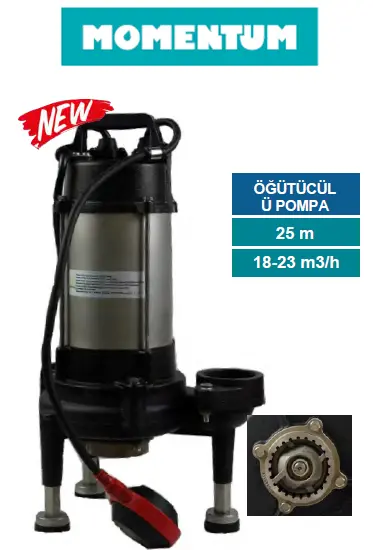 Momentum P1800RW 2,5hp 220V Özel Öğütücülü Sistemli Bıçaklı Dalgıç Pompa