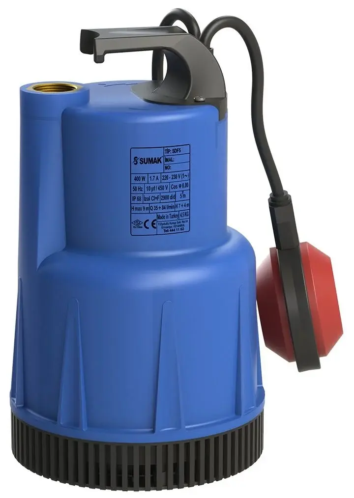 Sumak SDF 300 Drenaj Dalgıç Pompa Monofaze (220V) 0.33 Hp