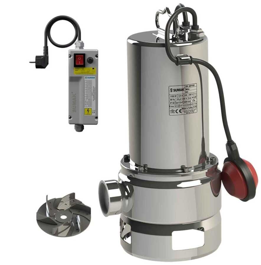 Sumak SDF15/1,5 Pas.Çelik Drenaj Dalgıç 1,5 HP