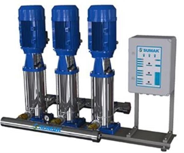 Sumak SHTP8 C 220/8 Düşey Milli Kademeli Üç Pompalı Paslanmaz Hidrofor