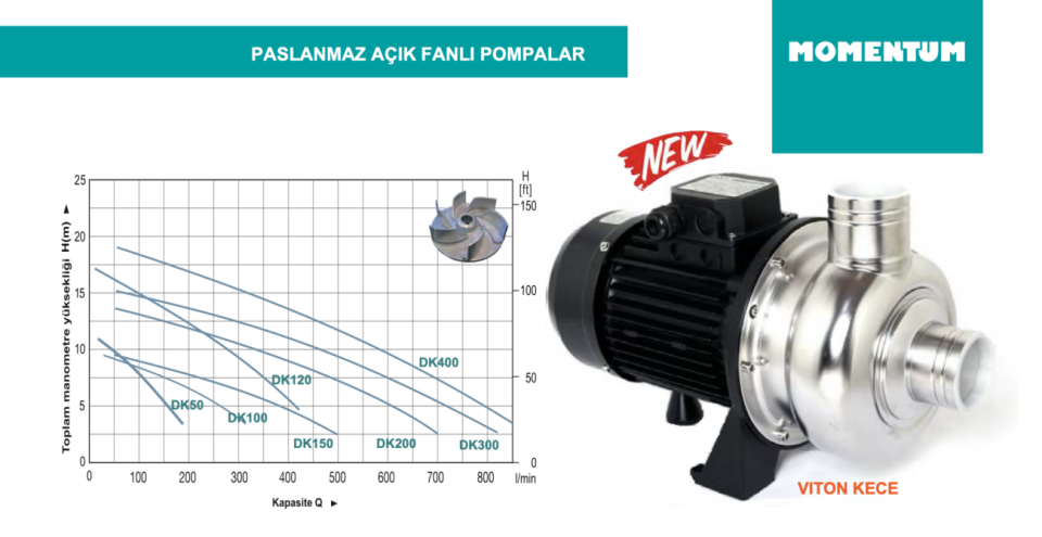 MOMENTUM DK300 304 Paslanmaz Fanlı Santrifüj Pompa (3 HP - Trifaze)
