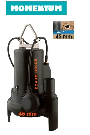 Momentum V1500F 2hp 220V Döküm Gövdeli Pis Su Dalgıç Pompa