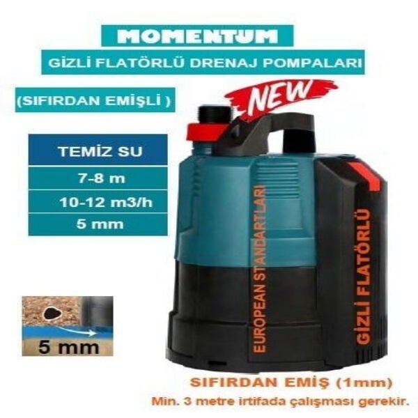 Momentum PKS-400SA 400W-220V Plastik Gövdeli Gizli Flatörlü Temiz Su Drenaj Dalgıç Pompa