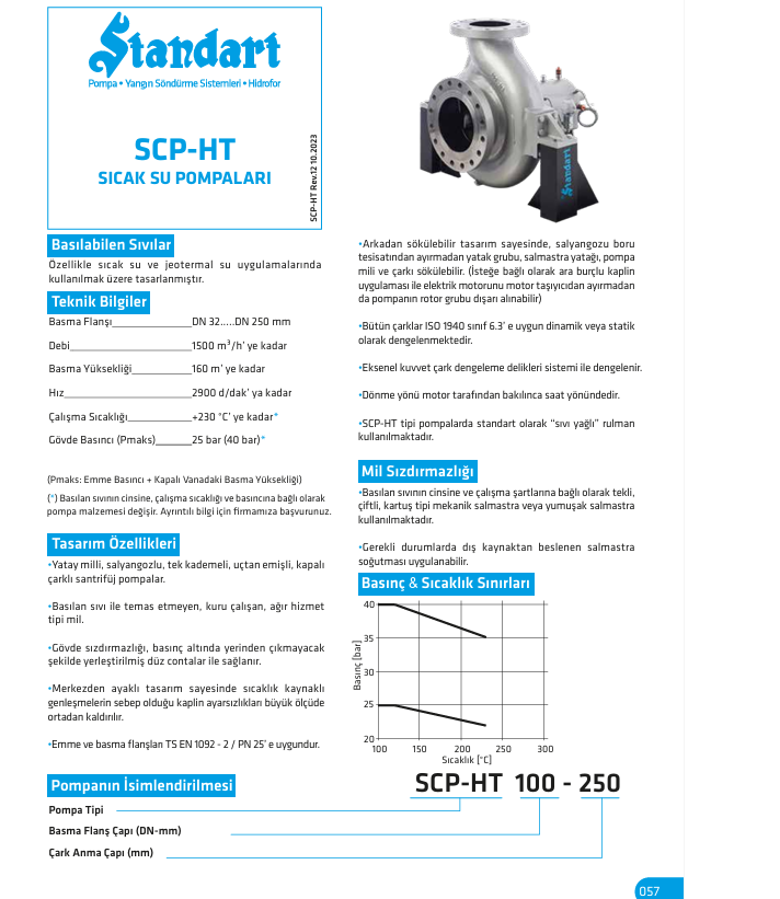 Standart SCP-HT Sıcak Su Pompaları (FİYAT ALINIZ)