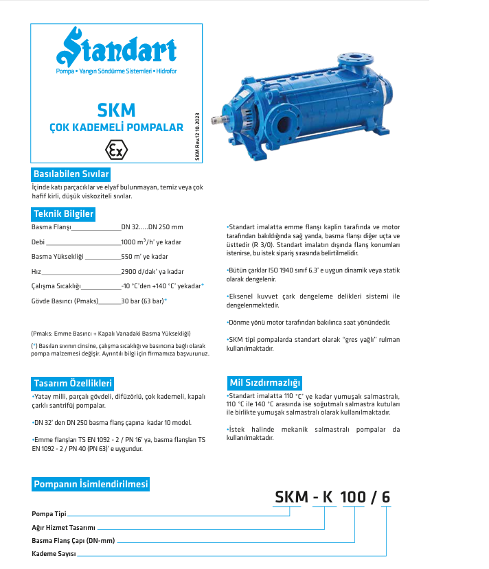 Standart SKM Çok Kademeli Yatay Santrifuj Pompalar (FİYAT ALINIZ)