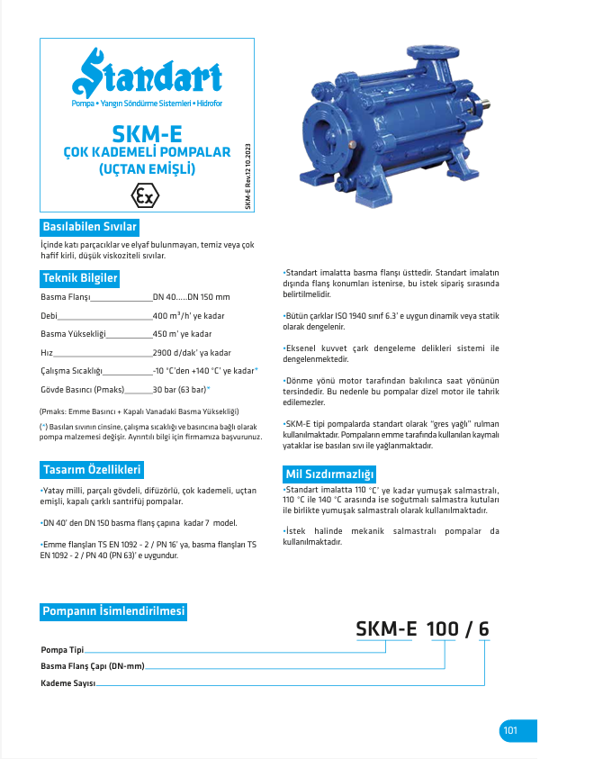 Standart SKM-E Çok Kademeli Yatak Uçtan Emişli Santrifuj Pompalar (FİYAT ALINIZ)