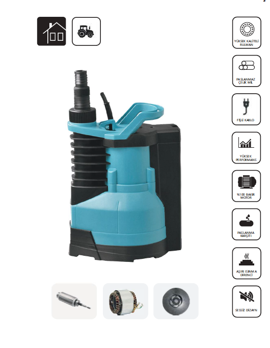 KAYSU Q400-122 0,5 Hp Gizli Filatörlü Temiz Su Dalgıç Pompa