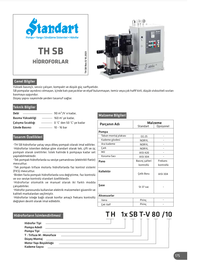 Standart TH SB Norly Malzemeli Tam Otomatik Paket Hidroforlar (FİYAT ALINIZ)