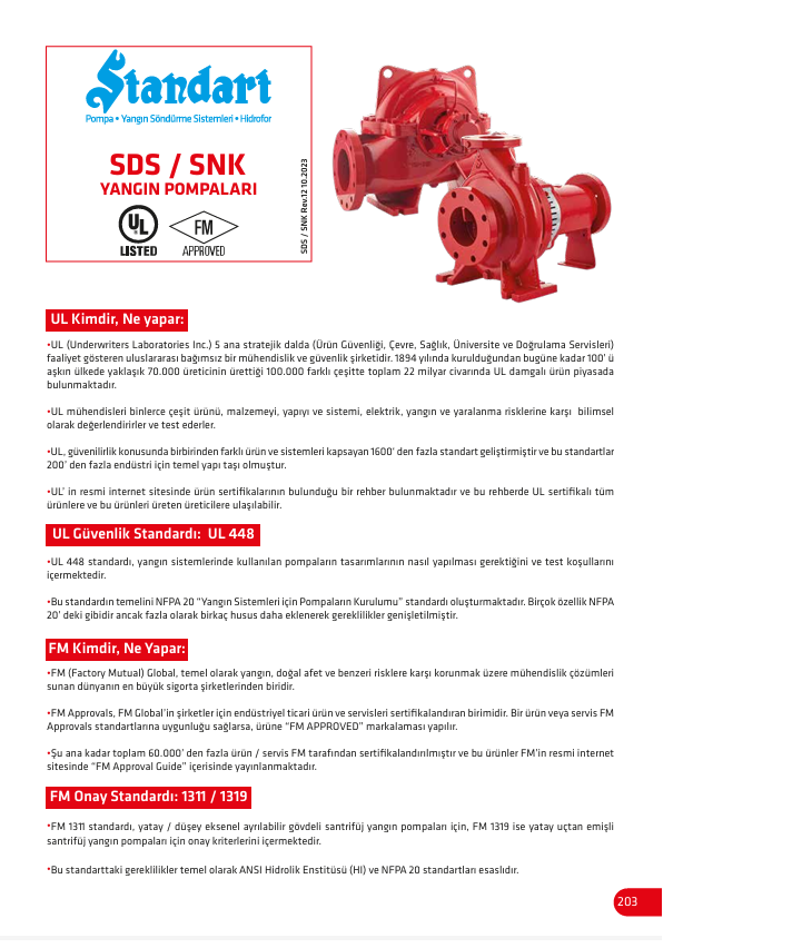 Standart SNK UL/FM Yangın Söndürme Pompaları (FİYAT ALINIZ)